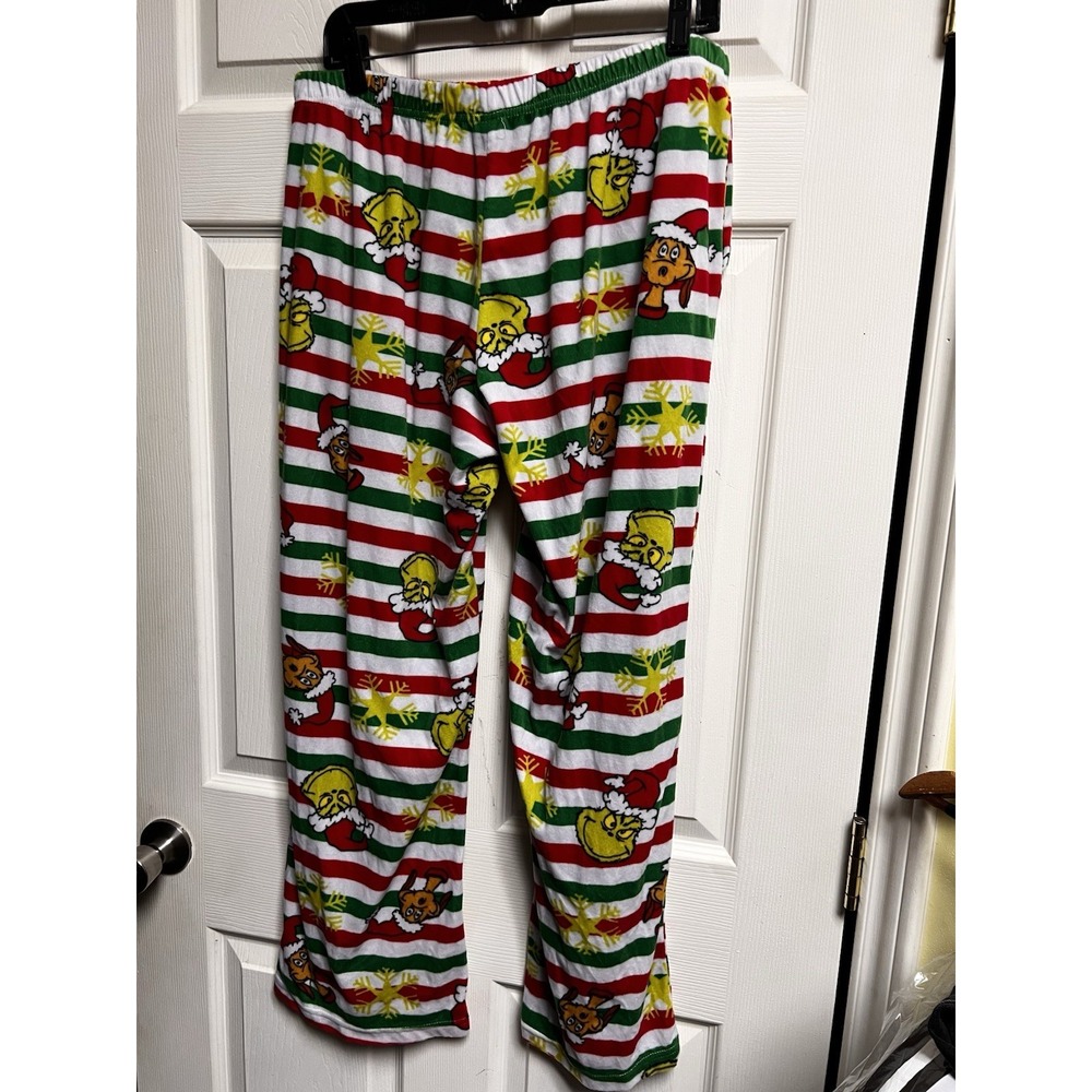 030-006 The Grinch Christmas Pajama Pants Xl 16–18 Cozy Holiday Lounge Velour Pj - Picture 6 of 7